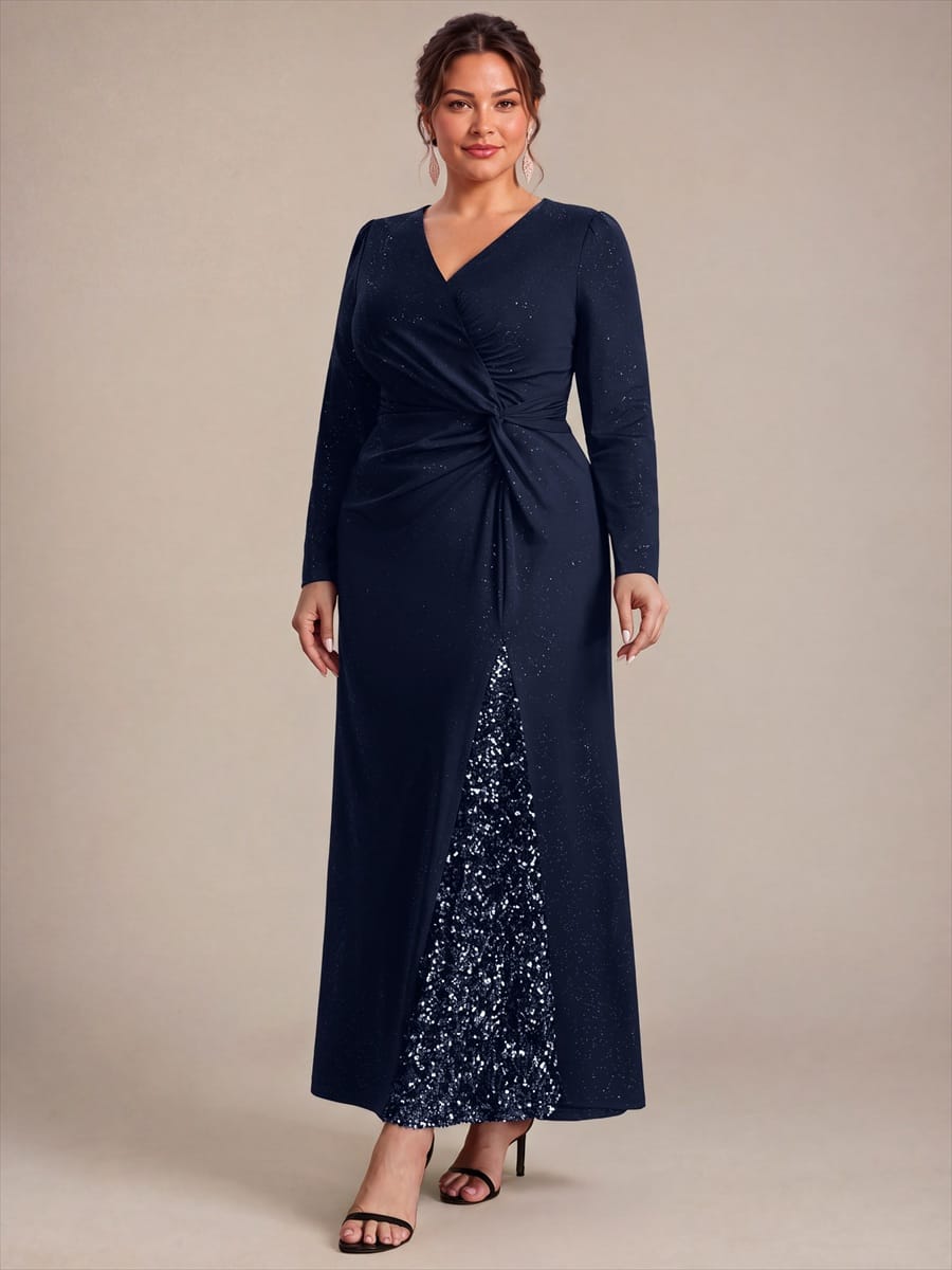 Knot Detail Jersey Long Sleeve Maxi Dress