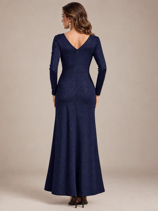 Knot Detail Jersey Long Sleeve Maxi Dress