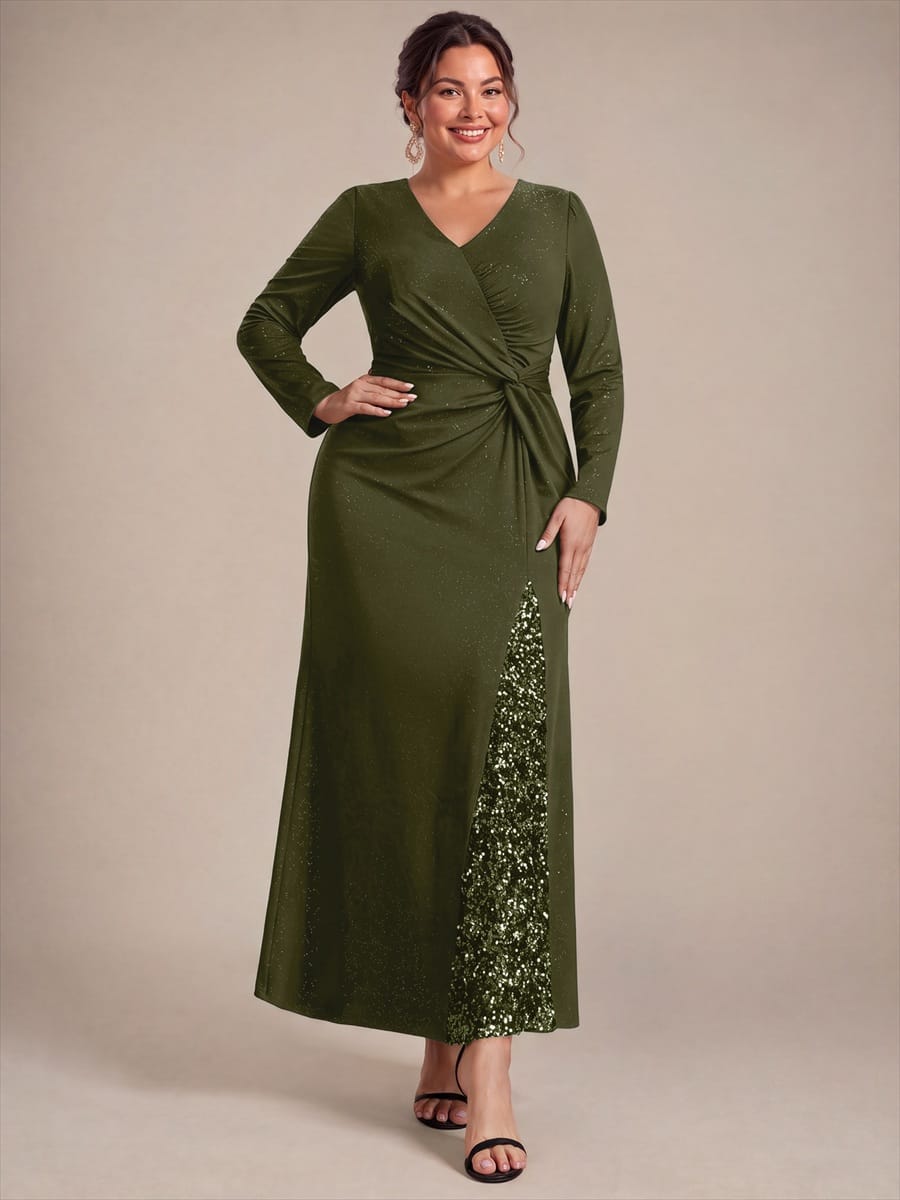 Knot Detail Jersey Long Sleeve Maxi Dress
