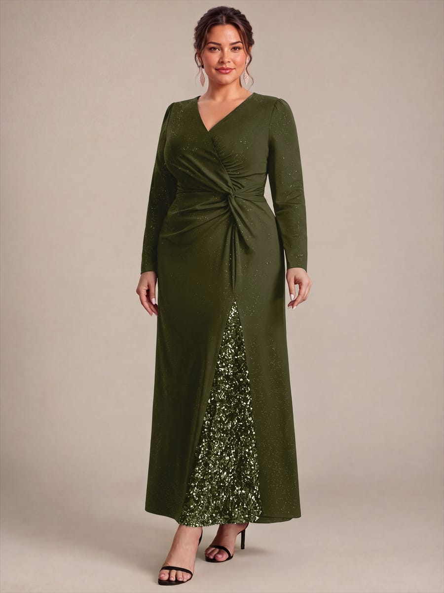 Knot Detail Jersey Long Sleeve Maxi Dress