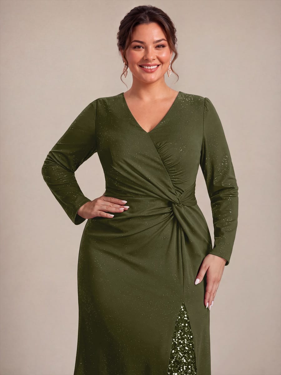 Knot Detail Jersey Long Sleeve Maxi Dress