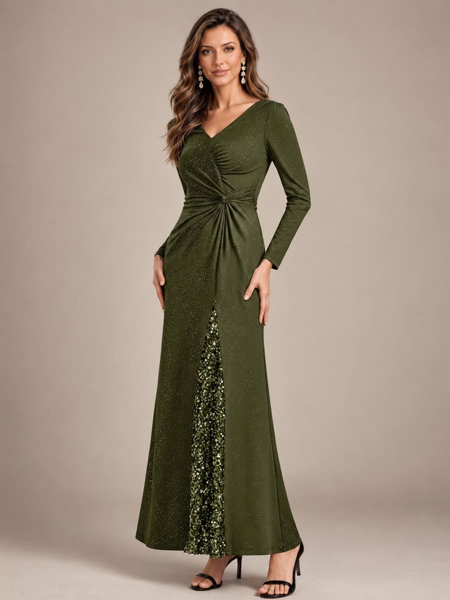 Knot Detail Jersey Long Sleeve Maxi Dress