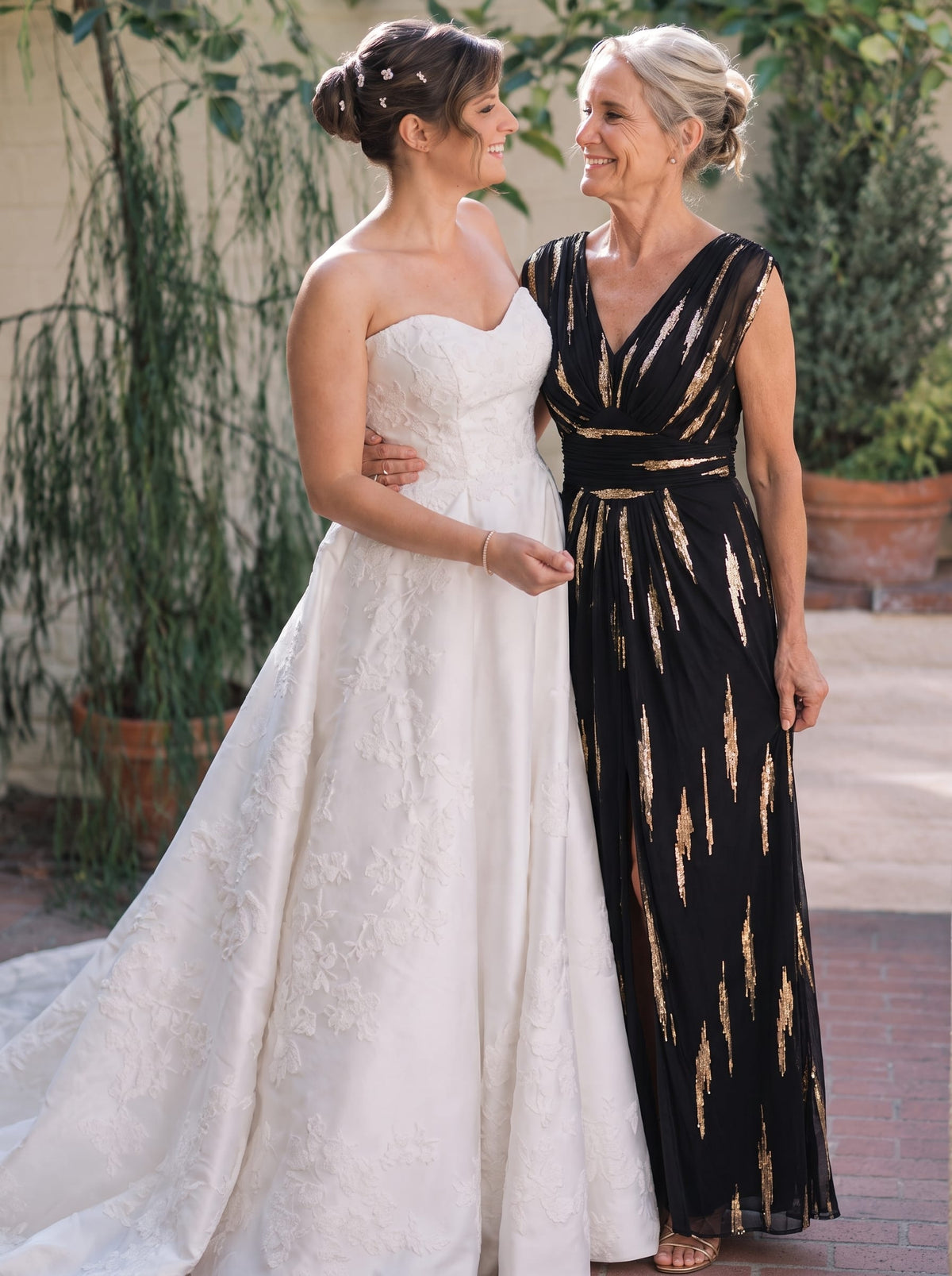 Tulle Sequin V Neck Batwing Sleeve Maxi Mother of the Bride Dress