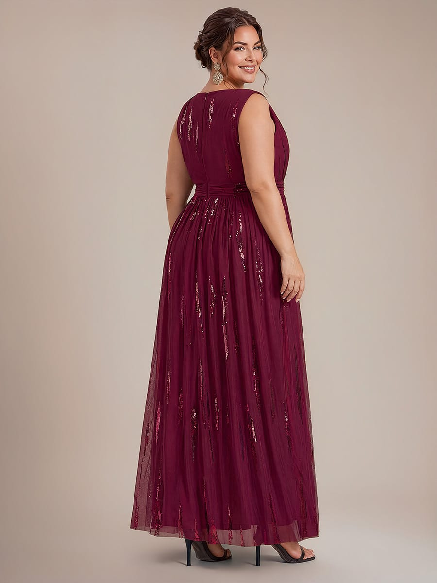 Draped Sequin Tulle Sleeveless Maxi Dress