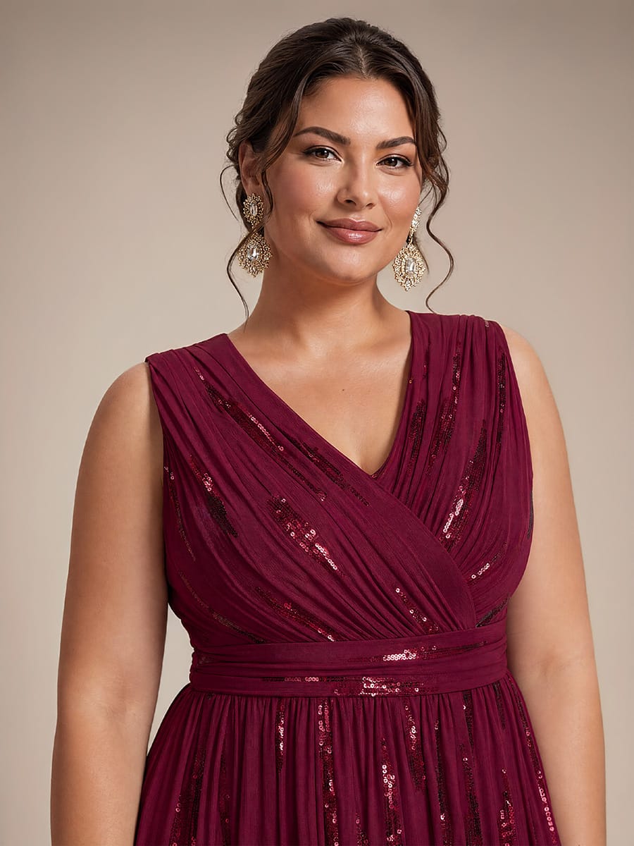 Draped Sequin Tulle Sleeveless Maxi Dress
