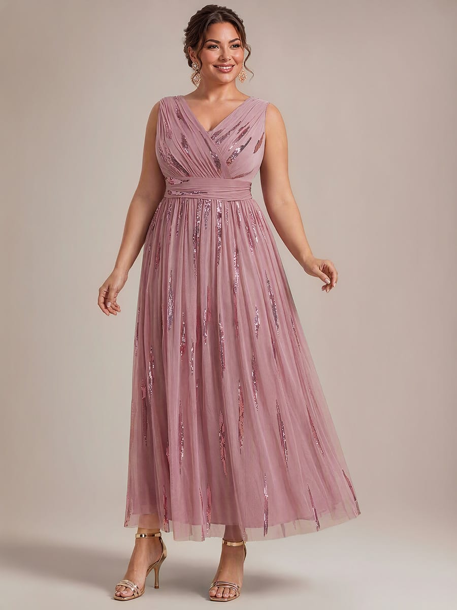 Draped Sequin Tulle Sleeveless Maxi Dress