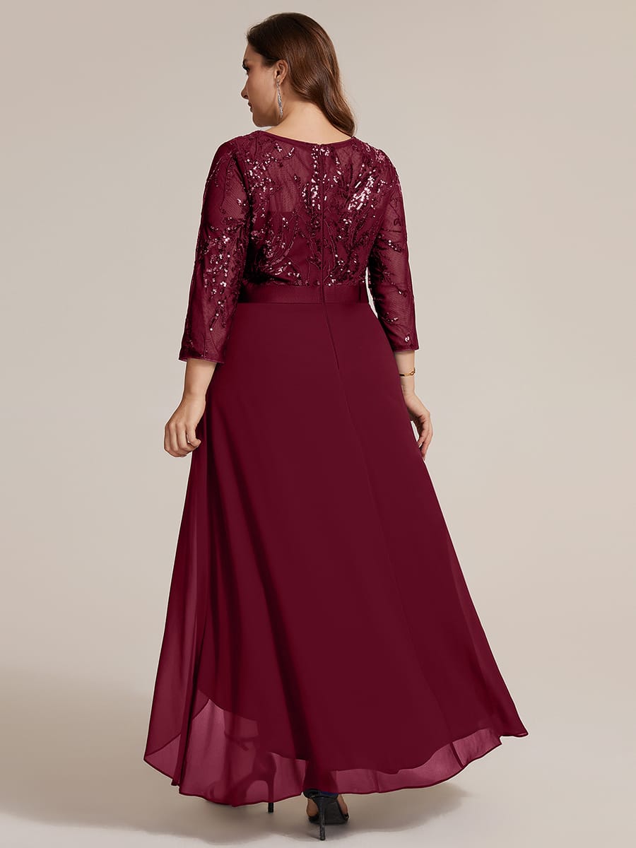Sequin Ruffle A-Line Chiffon Dress
