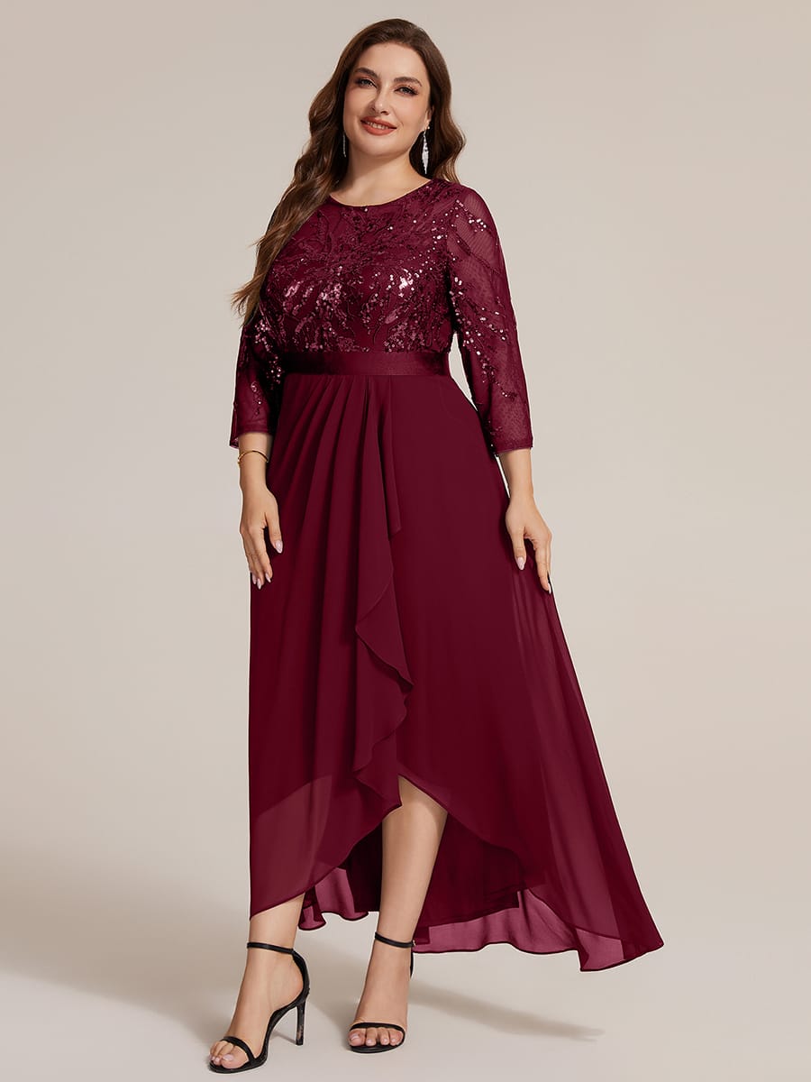 Sequin Ruffle A-Line Chiffon Dress