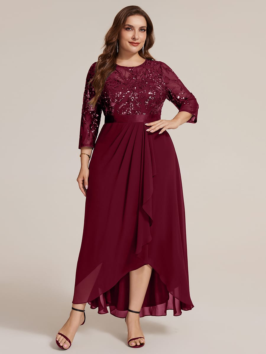 Sequin Ruffle A-Line Chiffon Dress