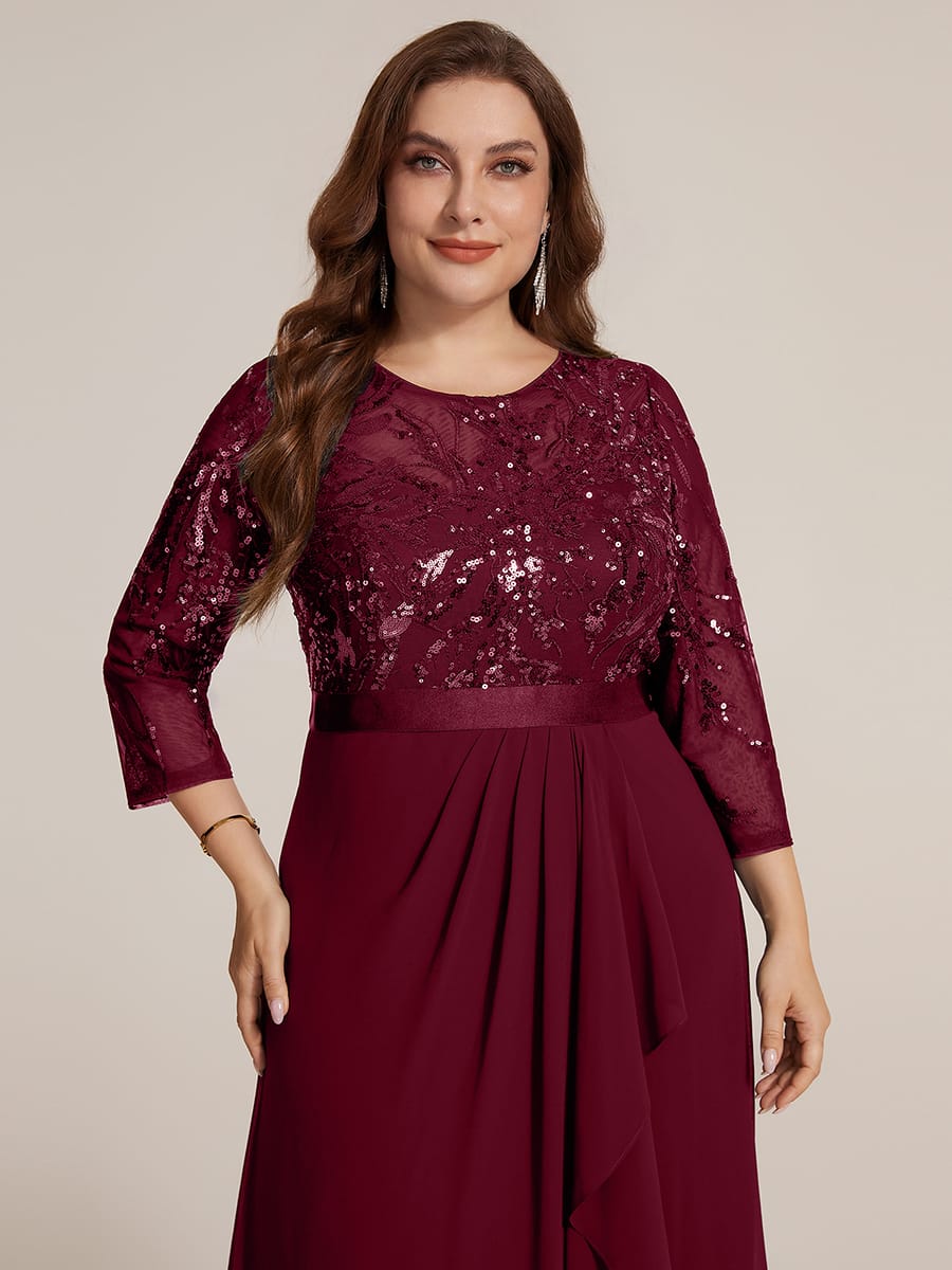 Sequin Ruffle A-Line Chiffon Dress