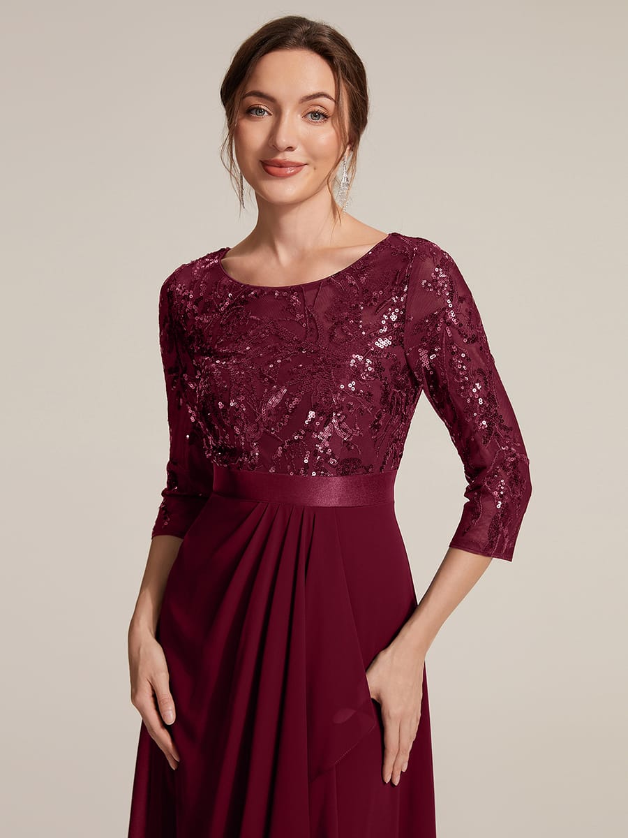 Sequin Ruffle A-Line Chiffon Dress