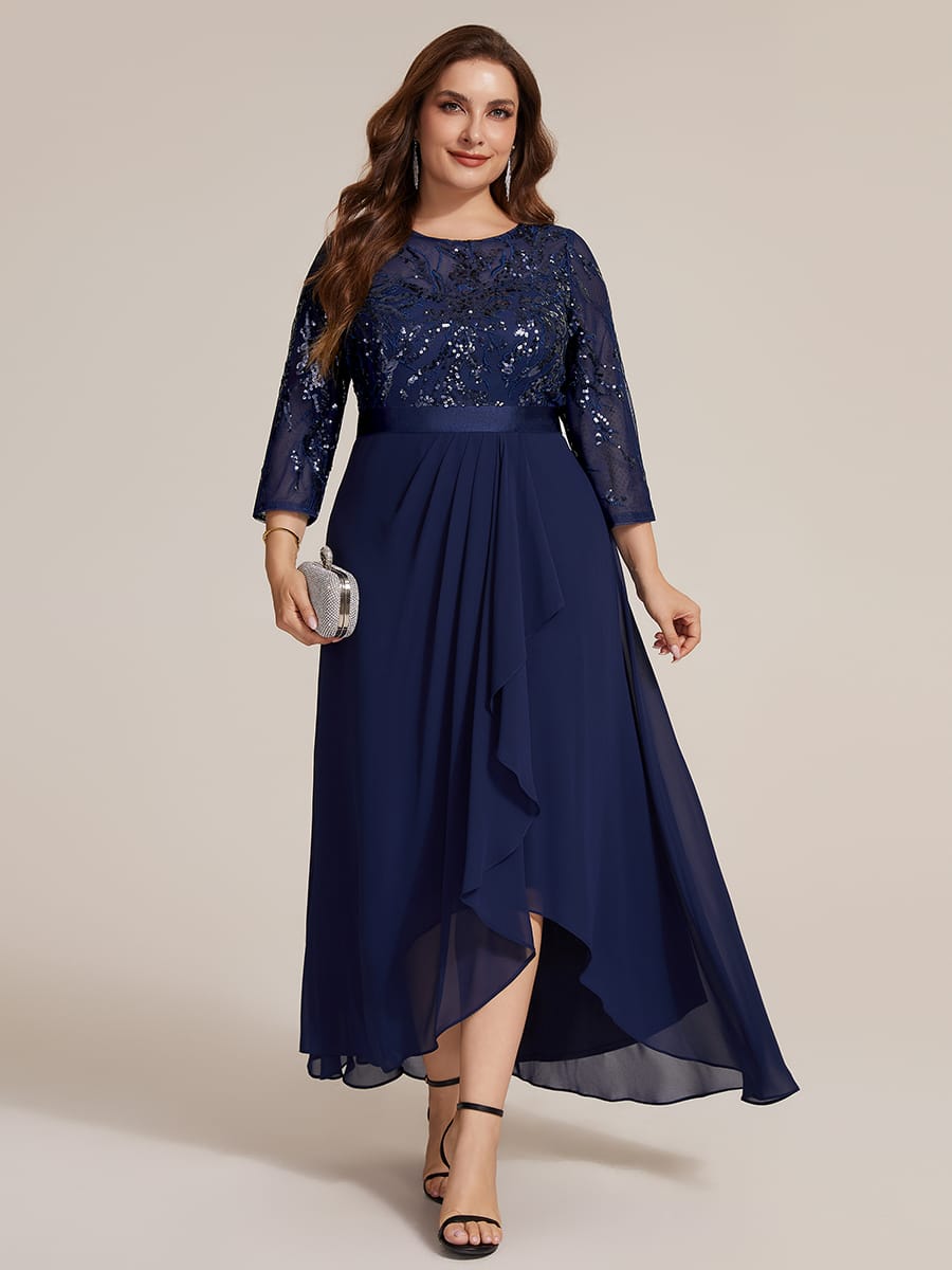 Sequin Ruffle A-Line Chiffon Dress