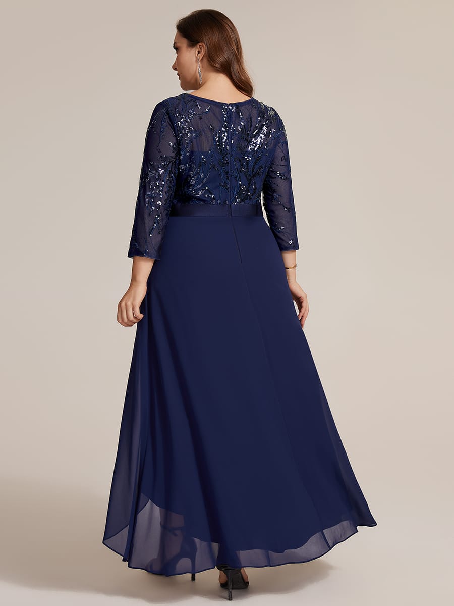 Sequin Ruffle A-Line Chiffon Dress