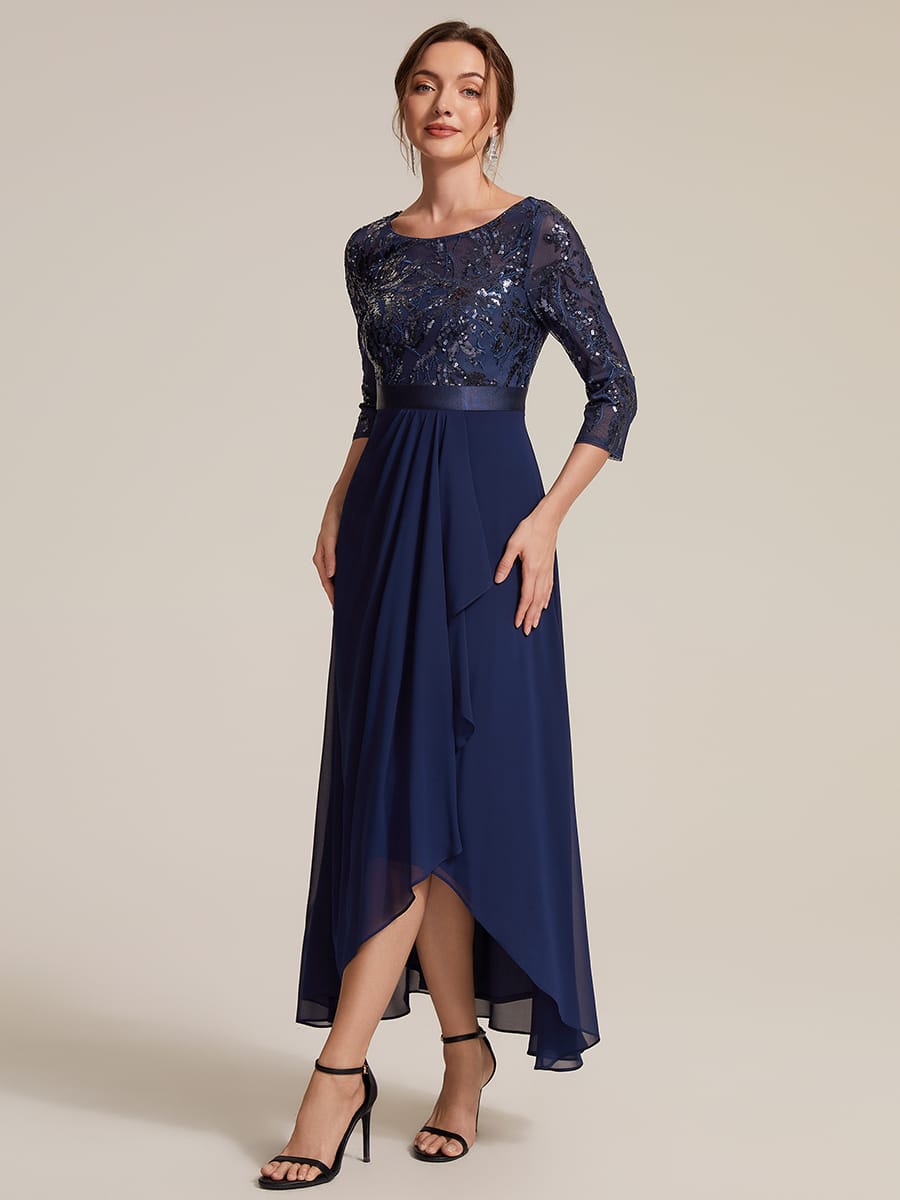 Sequin Ruffle A-Line Chiffon Dress