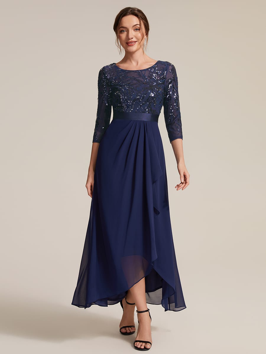 Sequin Ruffle A-Line Chiffon Dress