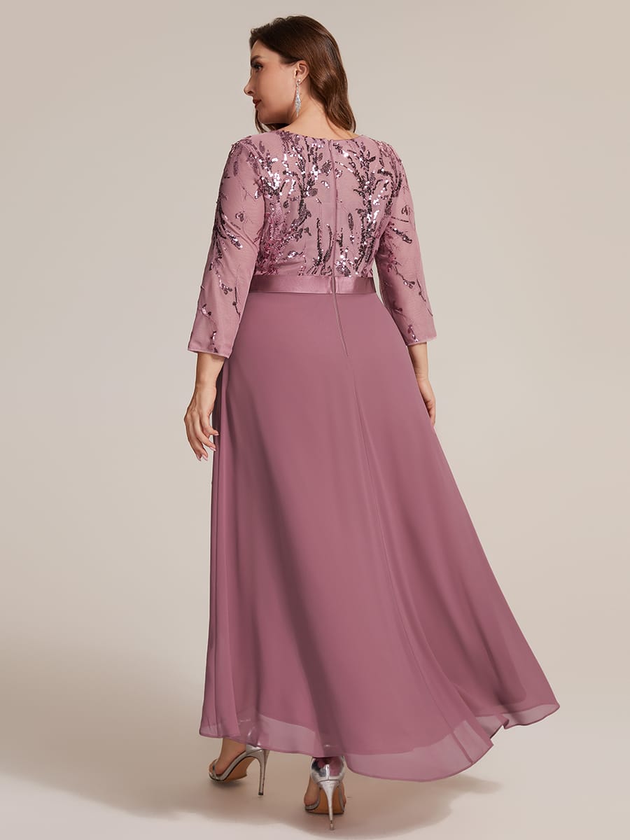 Sequin Ruffle A-Line Chiffon Dress