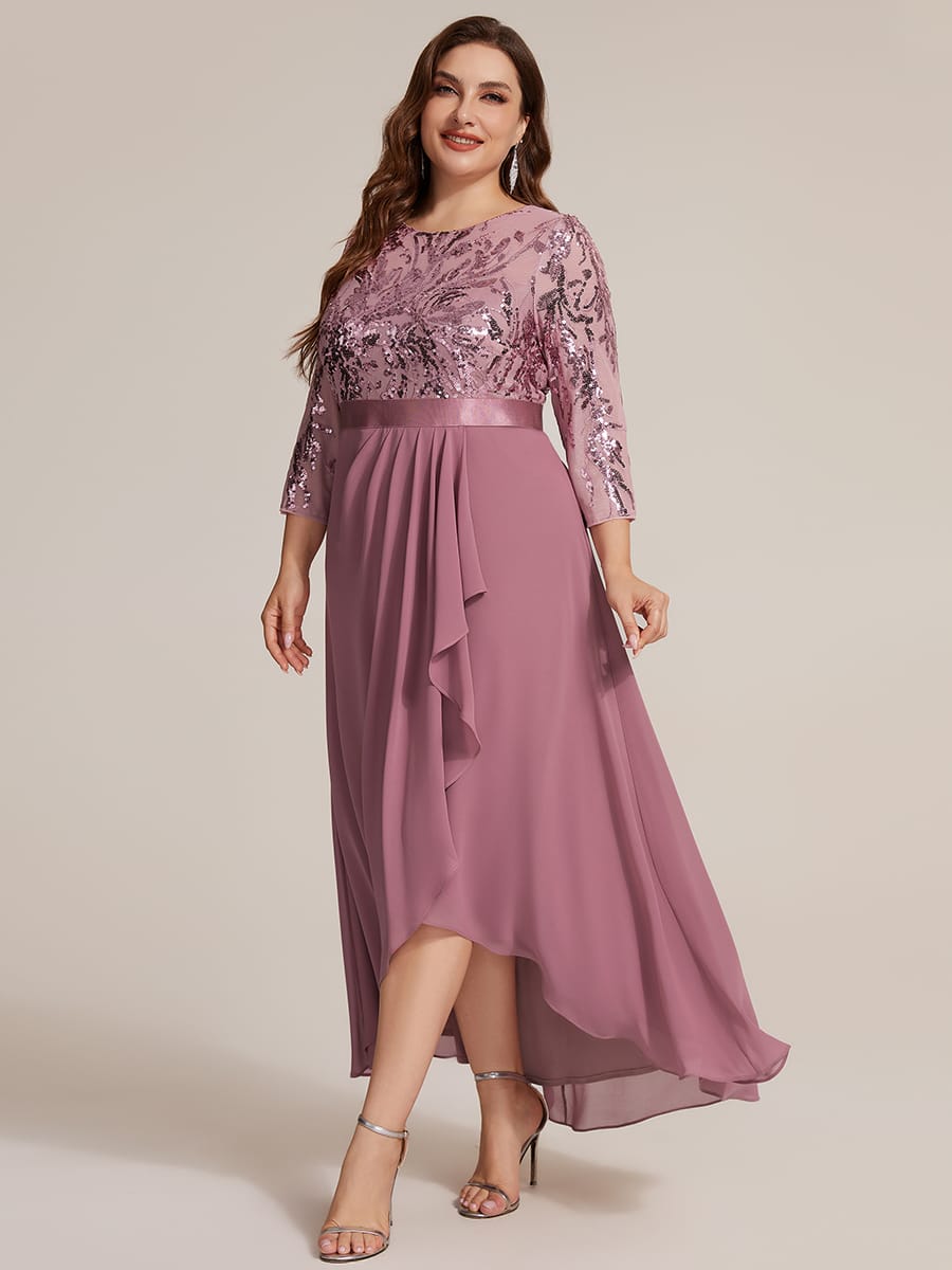 Sequin Ruffle A-Line Chiffon Dress