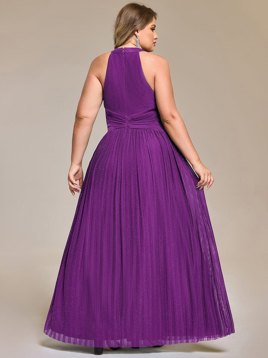 pretty EVERLAINE|Plus Size Sparkle Halter Neck Formal Evening Dress with A-line Silhouette