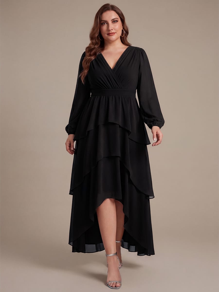 Chiffon Long Sleeve High Low Dress