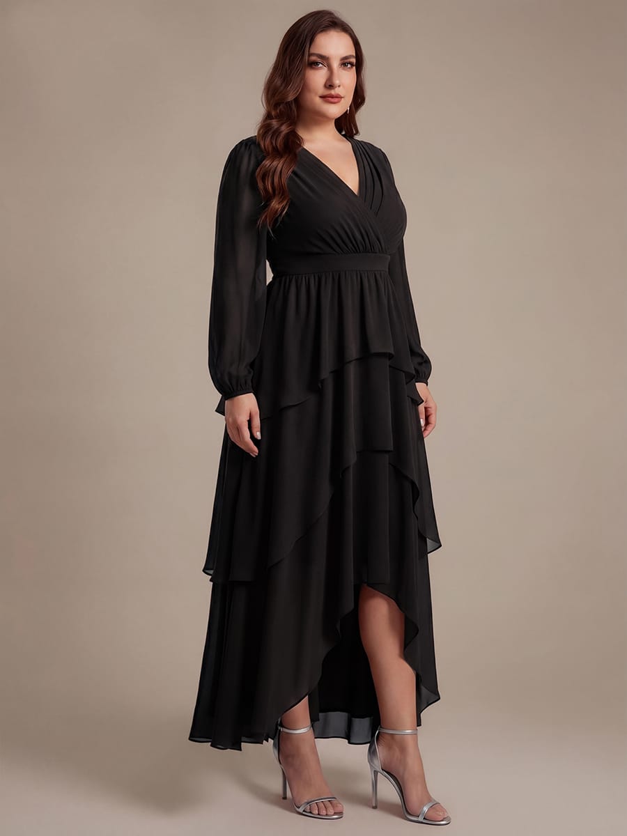 Chiffon Long Sleeve High Low Dress