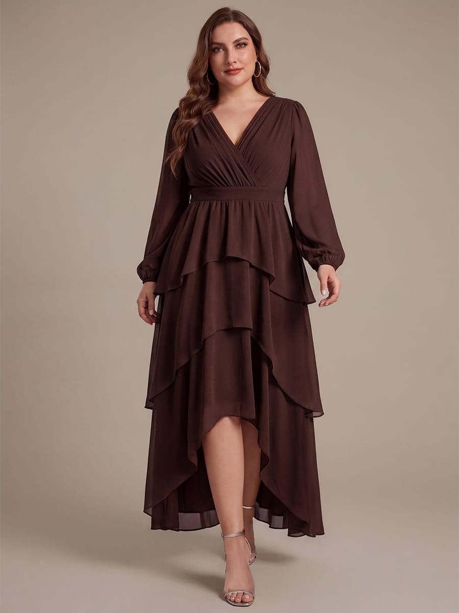 Chiffon Long Sleeve High Low Dress