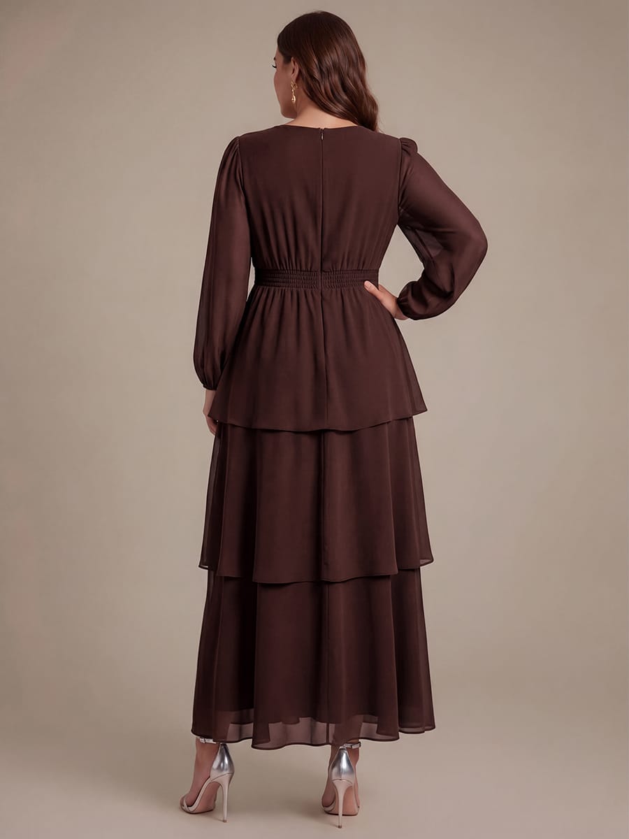 Chiffon Long Sleeve High Low Dress