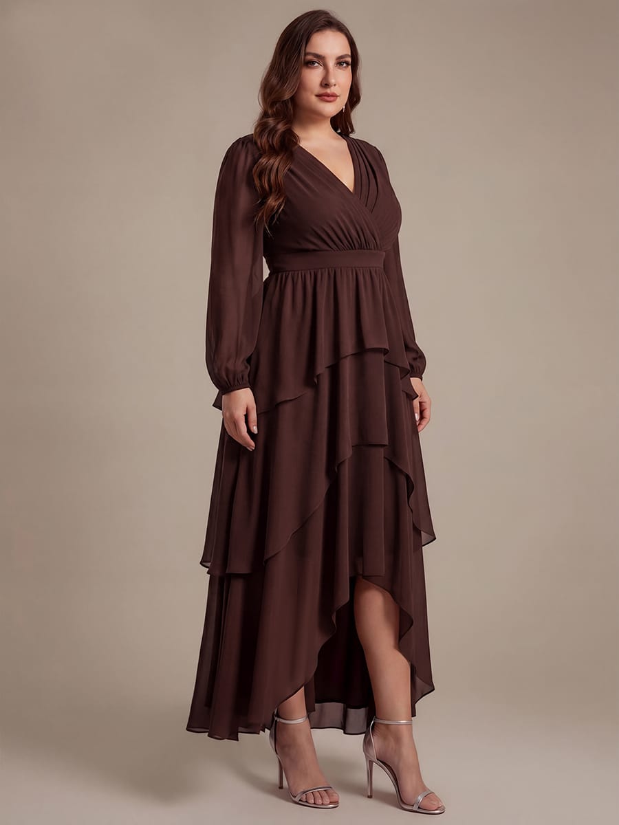 Chiffon Long Sleeve High Low Dress