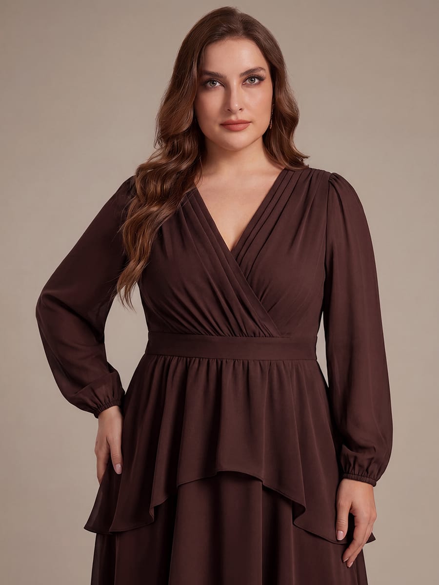 Chiffon Long Sleeve High Low Dress