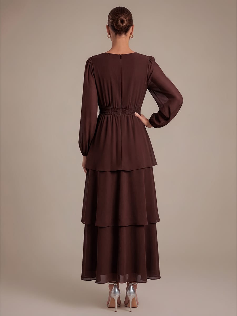 Chiffon Long Sleeve High Low Dress