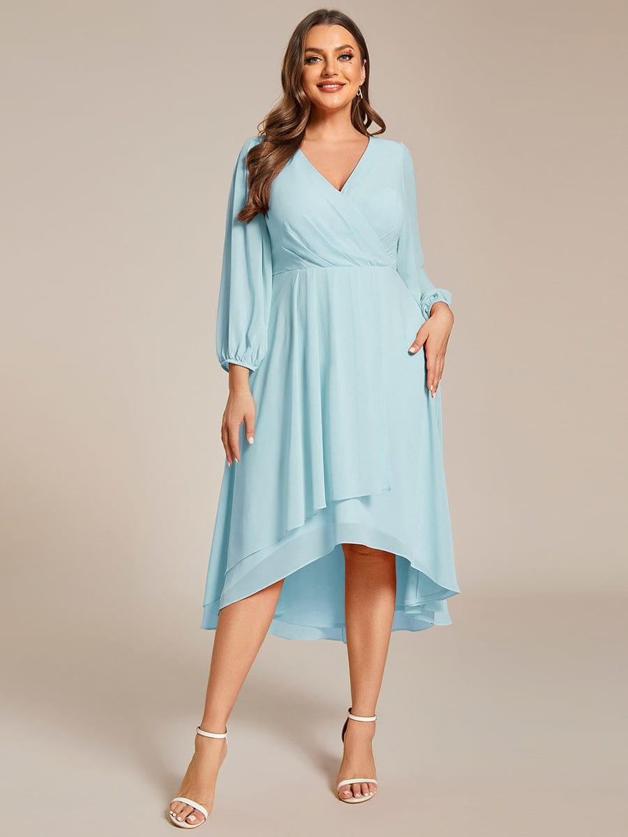 ever BRIAR|Chiffon 3/4 Sleeve V-Neck High-Low Wedding Guest Dress(Final Sale)