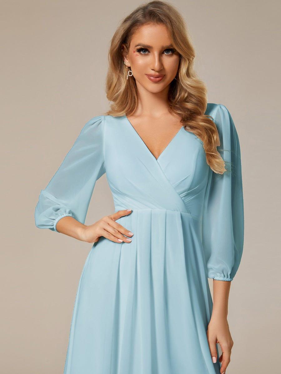 ever BRIAR|Chiffon 3/4 Sleeve V-Neck High-Low Wedding Guest Dress(Final Sale)