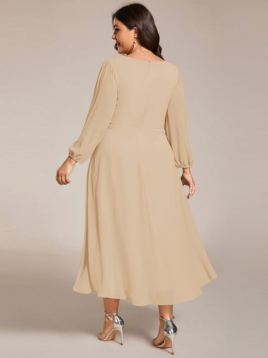 ever BRIAR|Chiffon 3/4 Sleeve V-Neck High-Low Wedding Guest Dress(Final Sale)