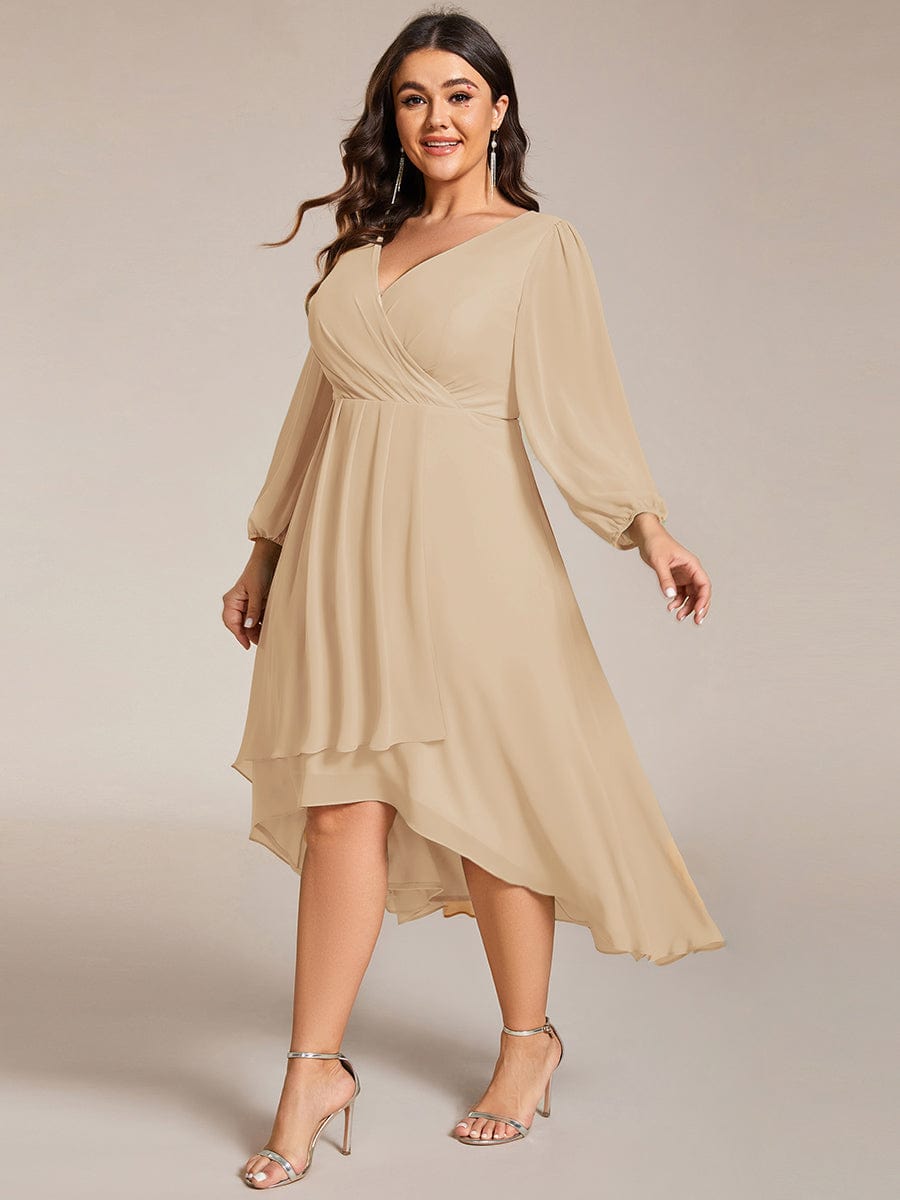 ever BRIAR|Chiffon 3/4 Sleeve V-Neck High-Low Wedding Guest Dress(Final Sale)