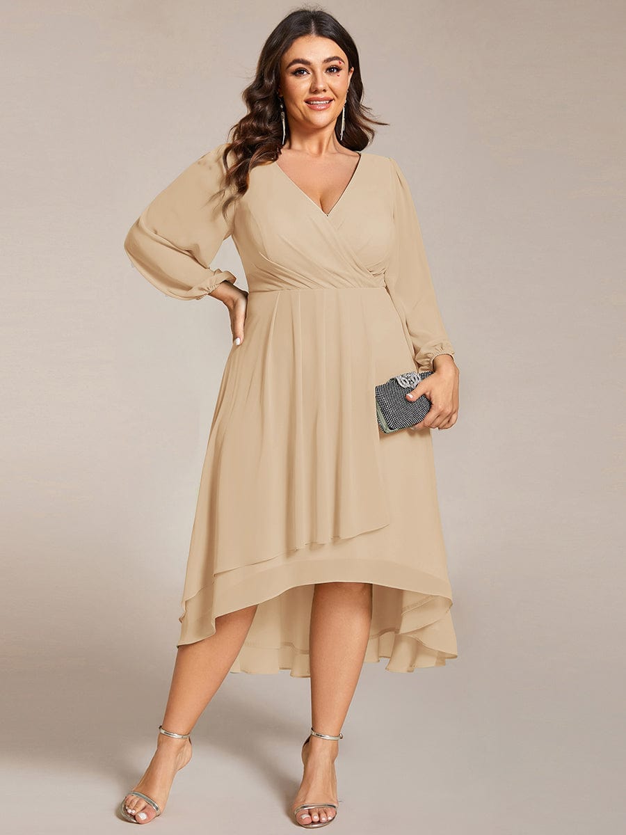 ever BRIAR|Chiffon 3/4 Sleeve V-Neck High-Low Wedding Guest Dress(Final Sale)