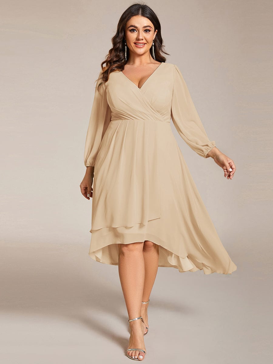 ever BRIAR|Chiffon 3/4 Sleeve V-Neck High-Low Wedding Guest Dress(Final Sale)