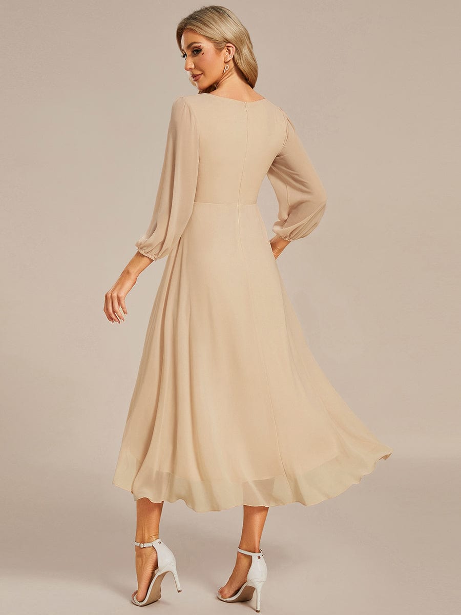 ever BRIAR|Chiffon 3/4 Sleeve V-Neck High-Low Wedding Guest Dress(Final Sale)
