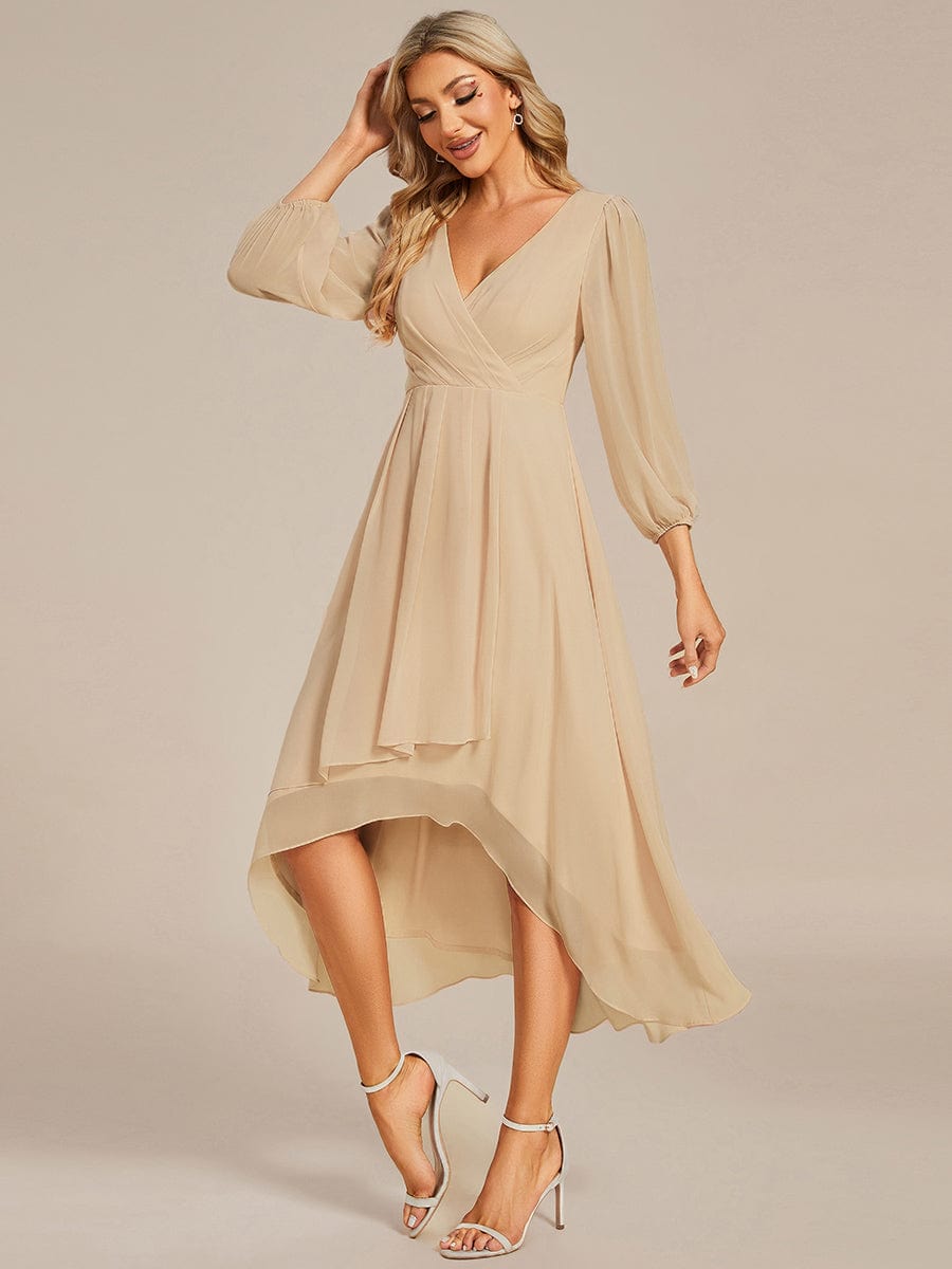 ever BRIAR|Chiffon 3/4 Sleeve V-Neck High-Low Wedding Guest Dress(Final Sale)