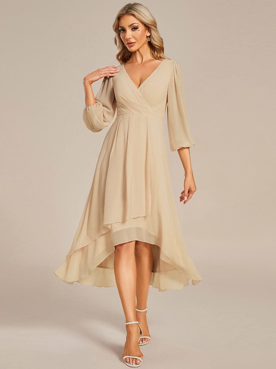 ever BRIAR|Chiffon 3/4 Sleeve V-Neck High-Low Wedding Guest Dress(Final Sale)
