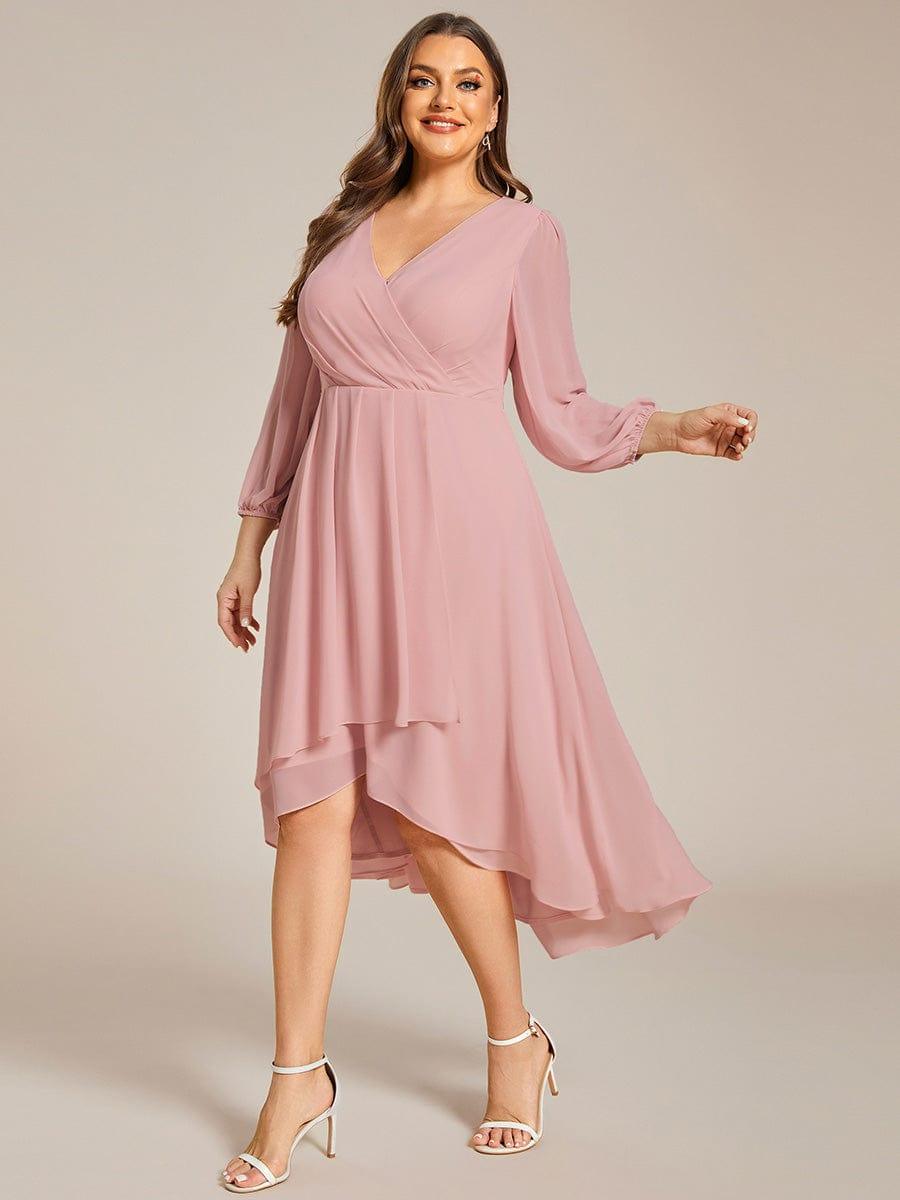 ever BRIAR|Chiffon 3/4 Sleeve V-Neck High-Low Wedding Guest Dress(Final Sale)