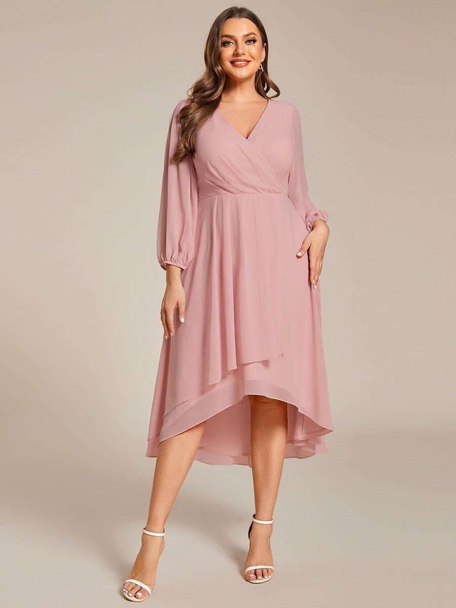 ever BRIAR|Chiffon 3/4 Sleeve V-Neck High-Low Wedding Guest Dress(Final Sale)