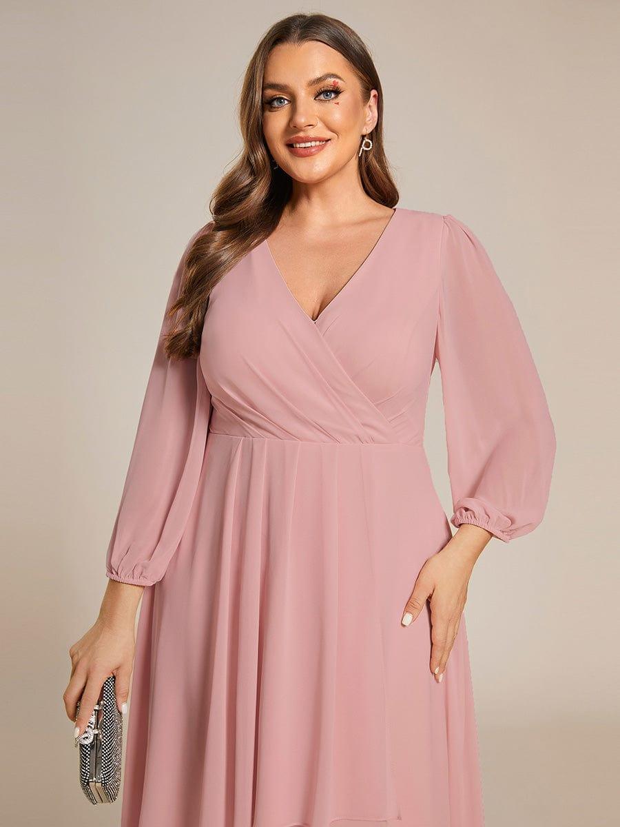 ever BRIAR|Chiffon 3/4 Sleeve V-Neck High-Low Wedding Guest Dress(Final Sale)