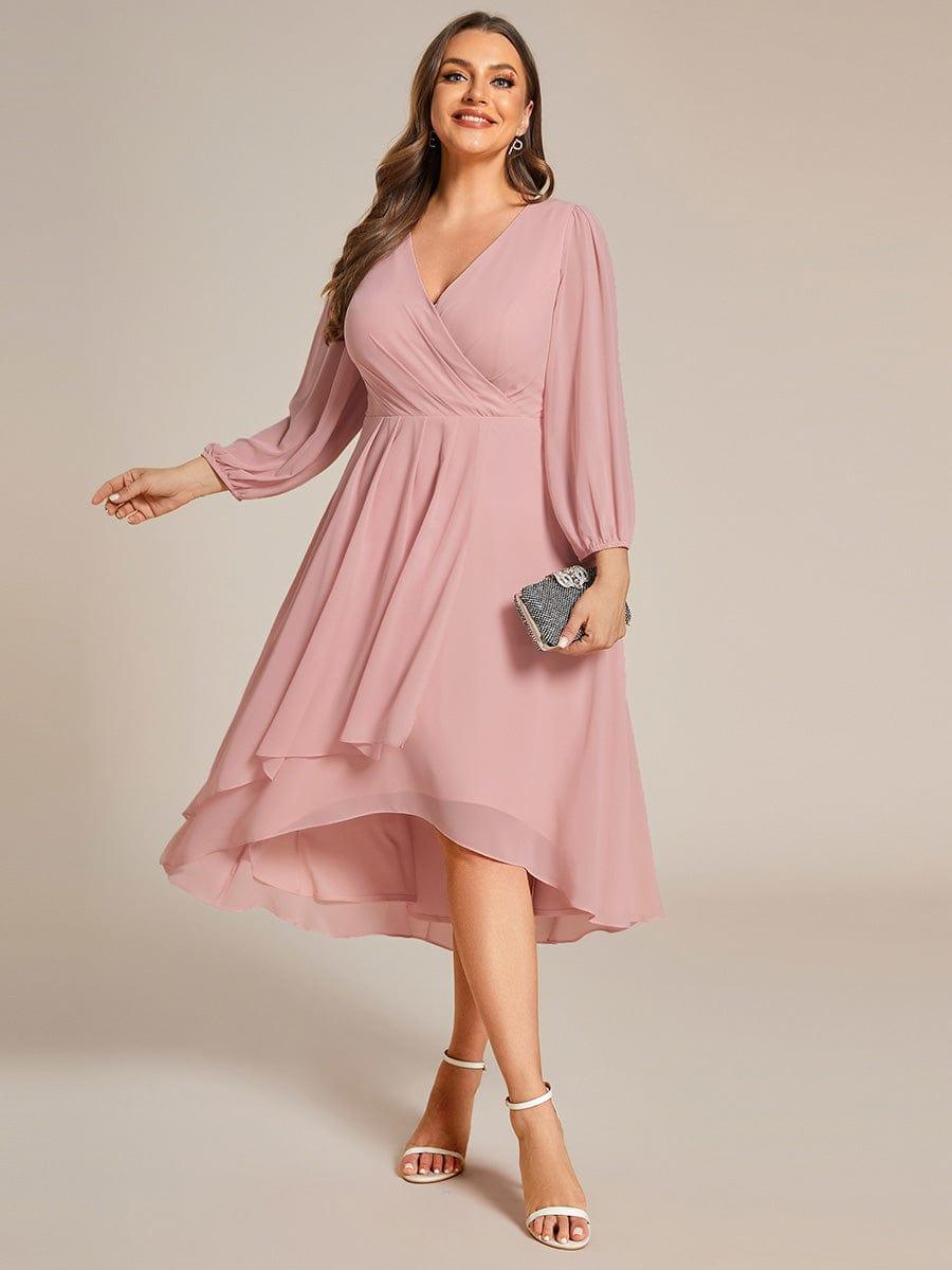 ever BRIAR|Chiffon 3/4 Sleeve V-Neck High-Low Wedding Guest Dress(Final Sale)
