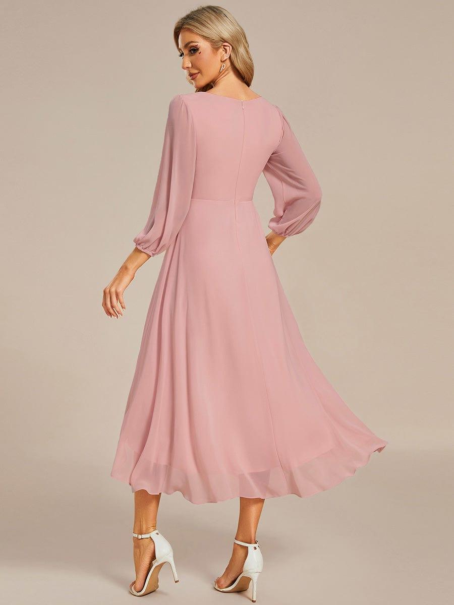 ever BRIAR|Chiffon 3/4 Sleeve V-Neck High-Low Wedding Guest Dress(Final Sale)