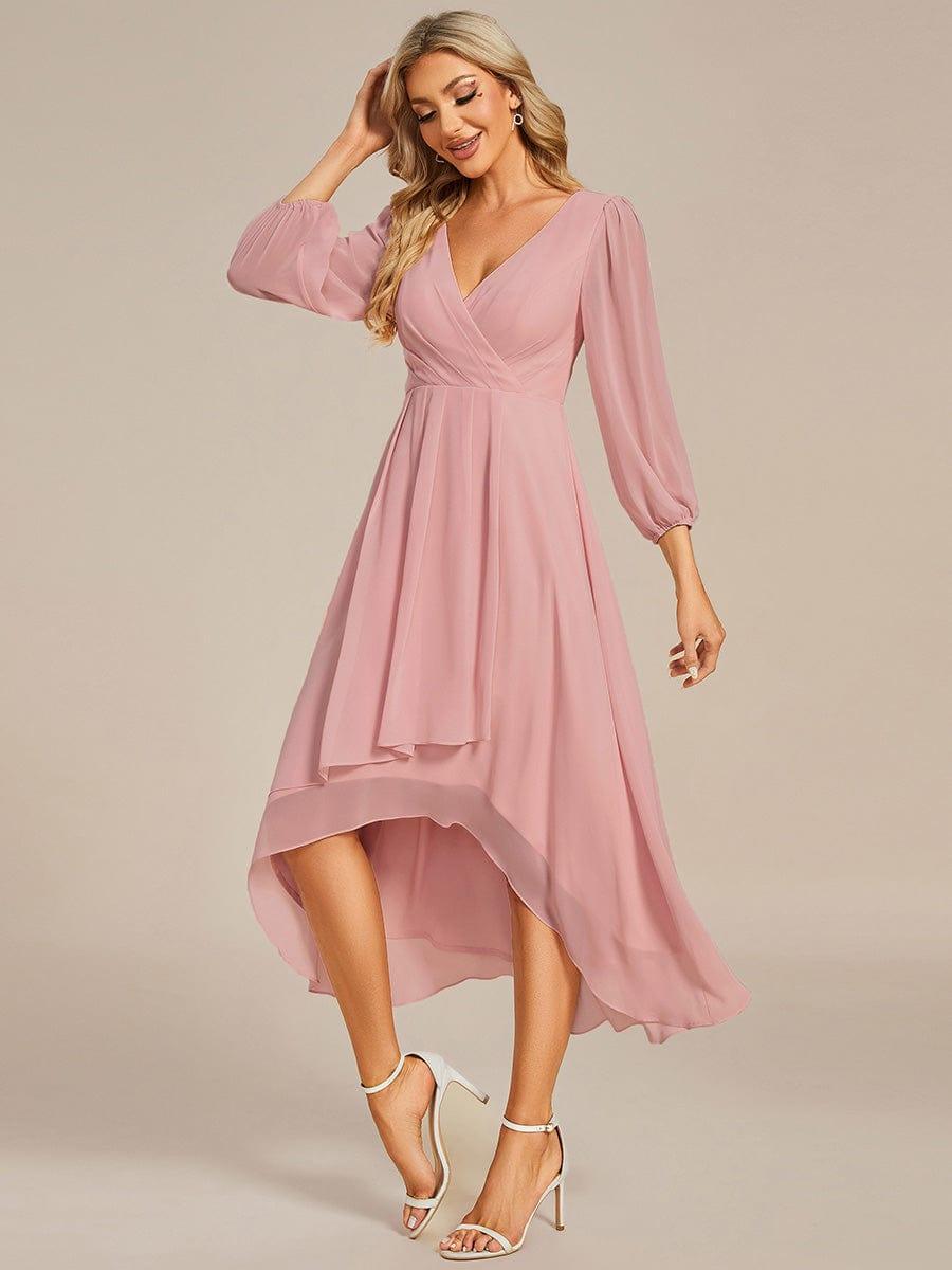 ever BRIAR|Chiffon 3/4 Sleeve V-Neck High-Low Wedding Guest Dress(Final Sale)