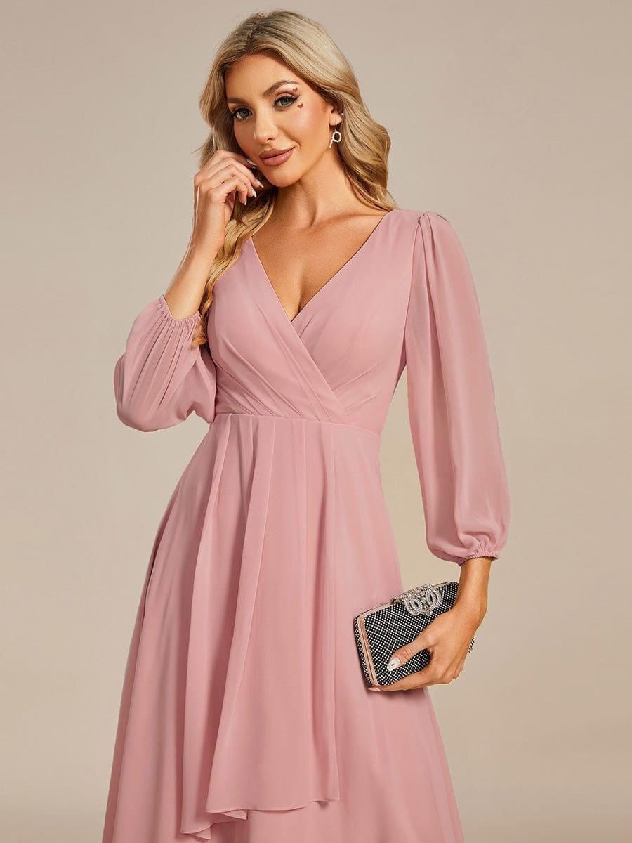 ever BRIAR|Chiffon 3/4 Sleeve V-Neck High-Low Wedding Guest Dress(Final Sale)