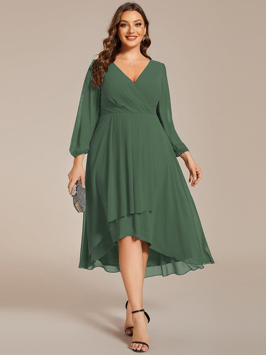 ever BRIAR|Chiffon 3/4 Sleeve V-Neck High-Low Wedding Guest Dress(Final Sale)