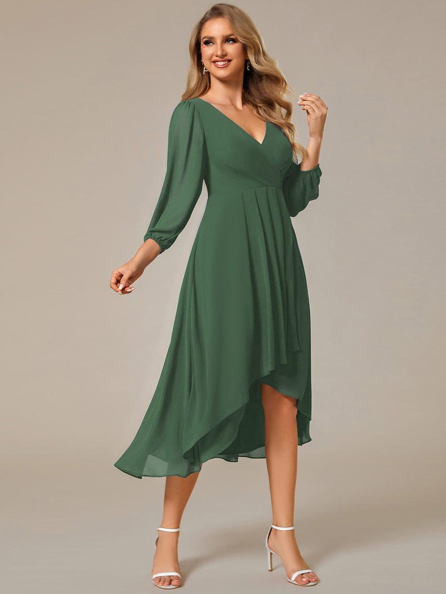 ever BRIAR|Chiffon 3/4 Sleeve V-Neck High-Low Wedding Guest Dress(Final Sale)