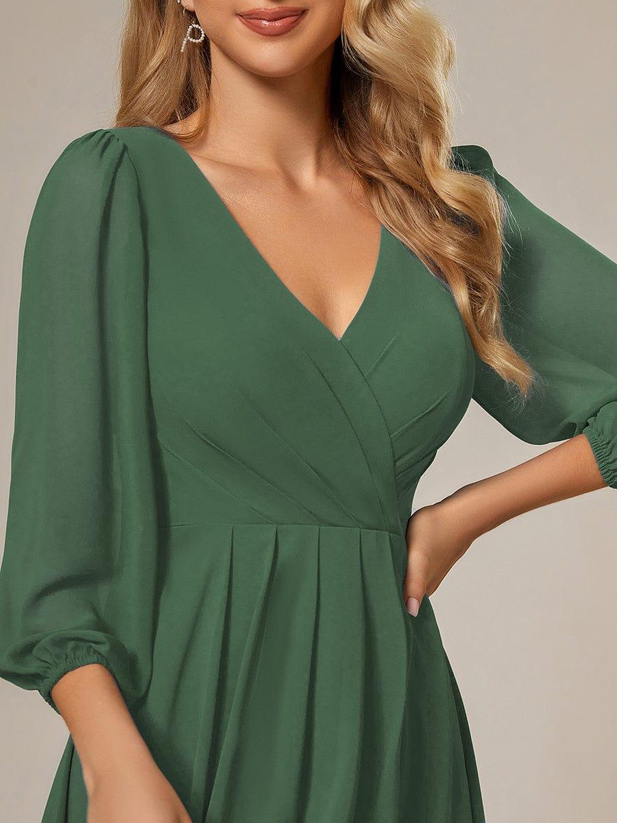 ever BRIAR|Chiffon 3/4 Sleeve V-Neck High-Low Wedding Guest Dress(Final Sale)