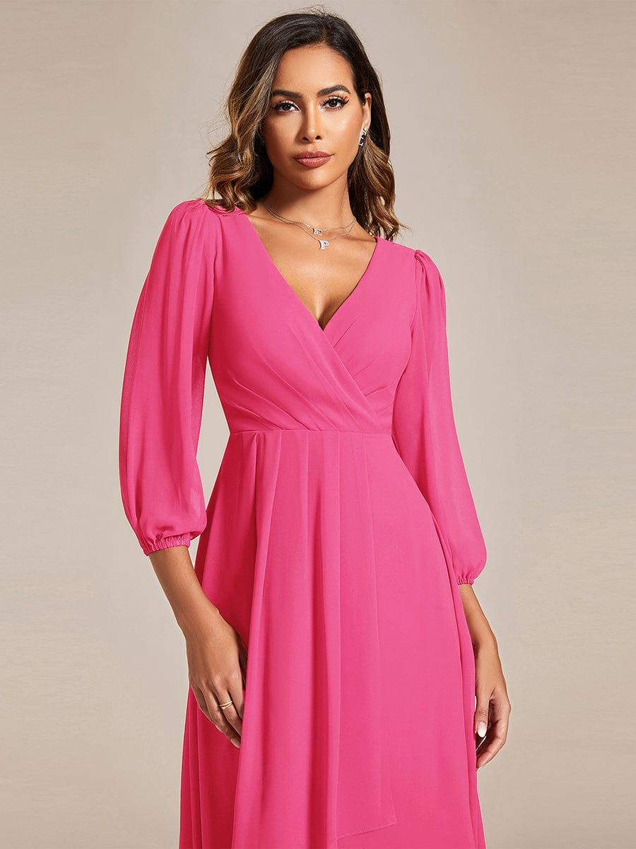 ever BRIAR|Chiffon 3/4 Sleeve V-Neck High-Low Wedding Guest Dress(Final Sale)