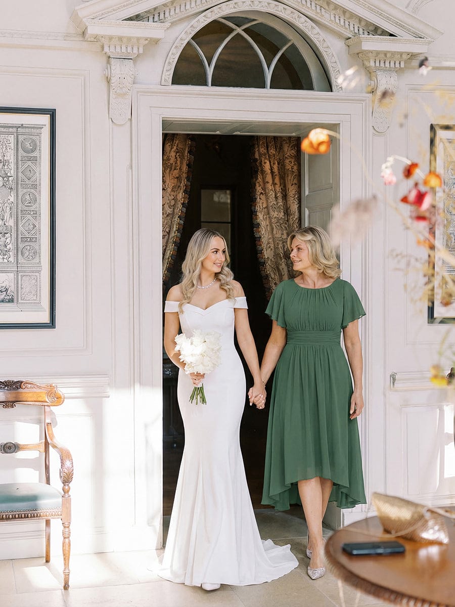 ever EDEN|Flowy Chiffon A-Line Knee Length Mother of The Bride Dress